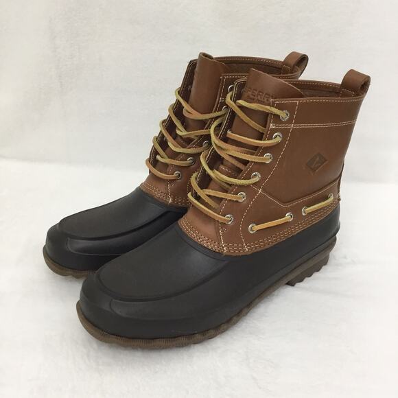 SPERRY Men's Decoy Duck Boots STS13457 Tan/Black Leather top Waterproof Sz 13 M - Picture 3 of 10